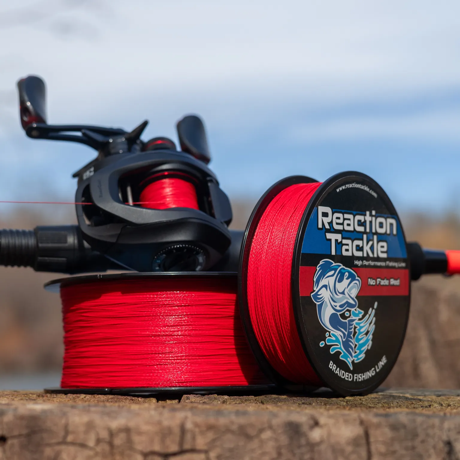 Reaction Tackle Braided Fishing Line - NO FADE Red